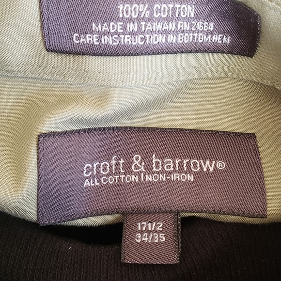 Croft and Barrow Long Sleeve Button-down 17.5 34/35.  FF102 - Picture 4 of 5
